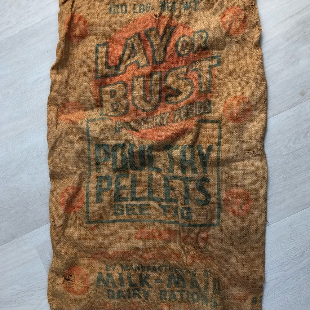 Vintage 1940’s Poultry Feed Burlap Sack - Picture 2 of 14